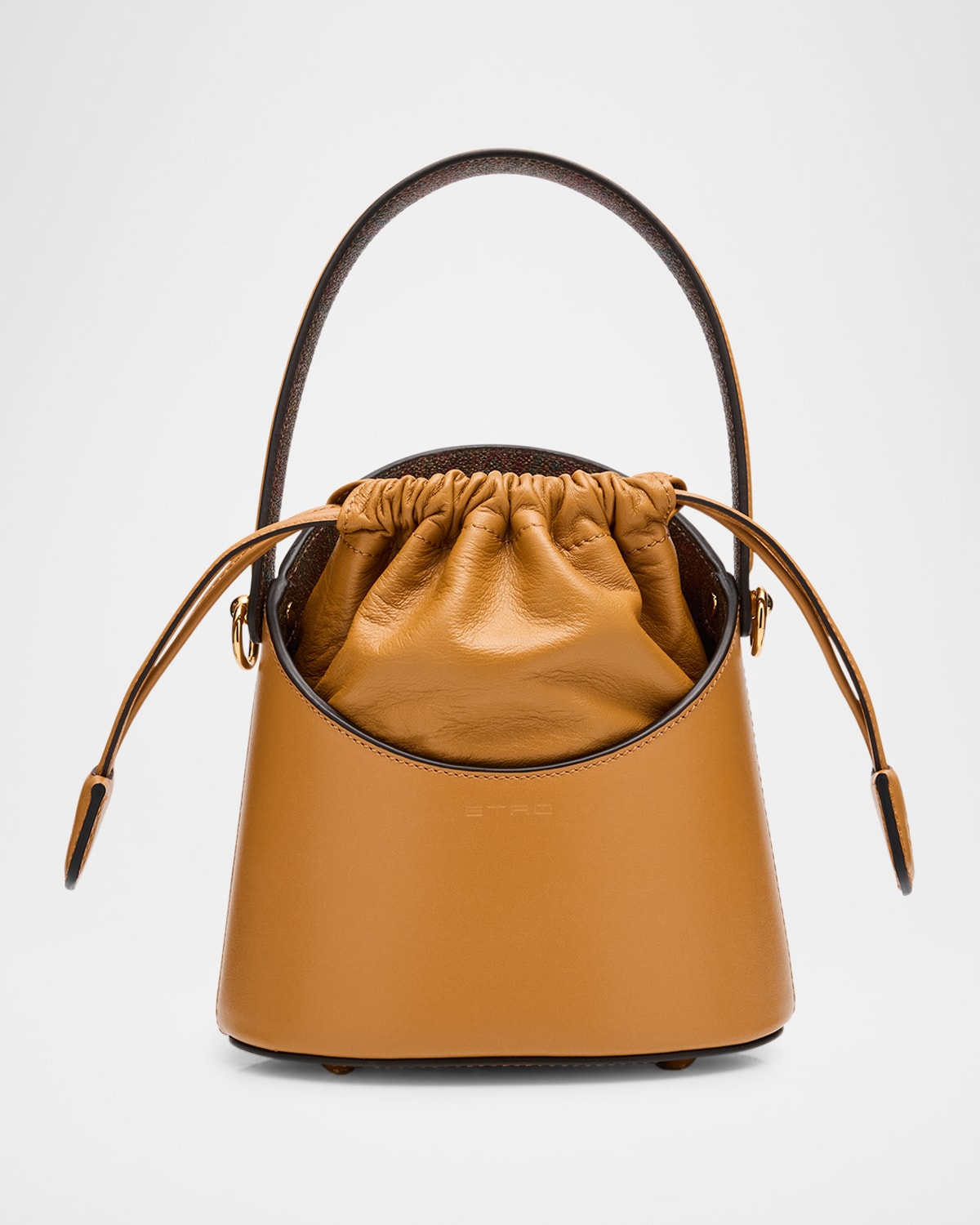 Etro Saturno Drawstring Leather Bucket Bag