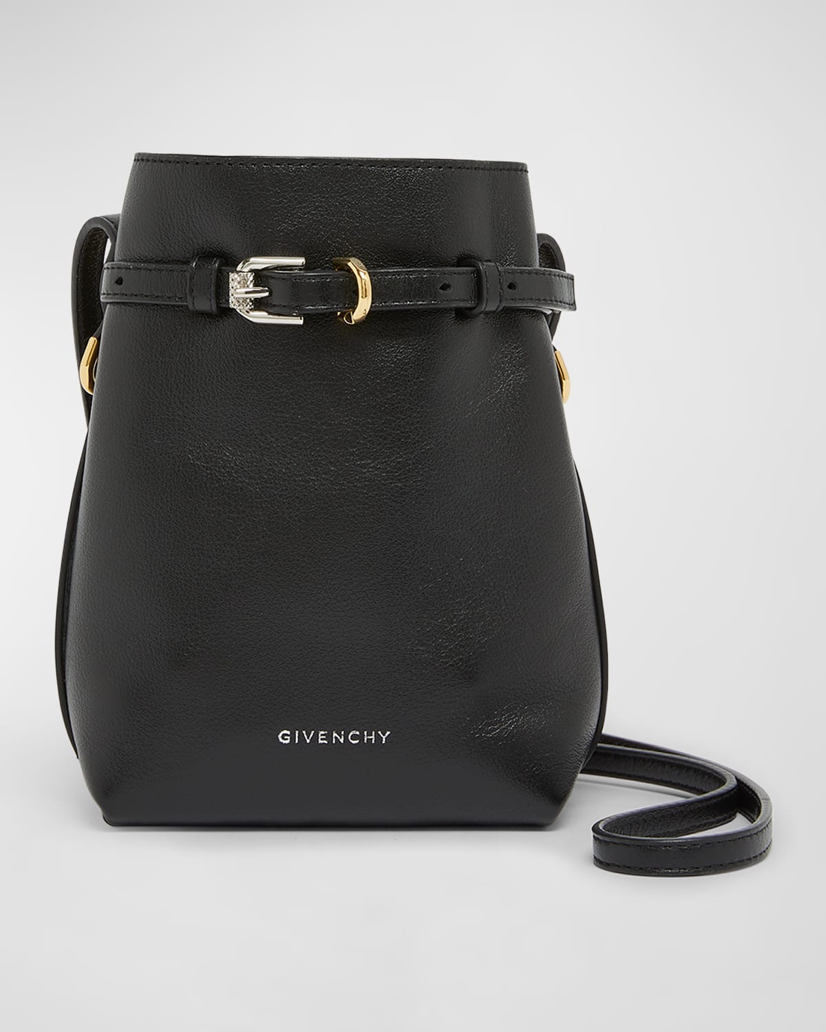 Givenchy Voyou Phone Pouch Bucket Bag in Shiny Tumbled Leather