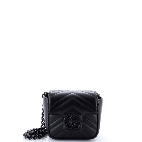 GUCCI GG Marmont Flap Belt Bag Matelasse Leather Mini