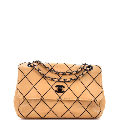 CHANEL Surpique Flap Bag Quilted Leather Medium