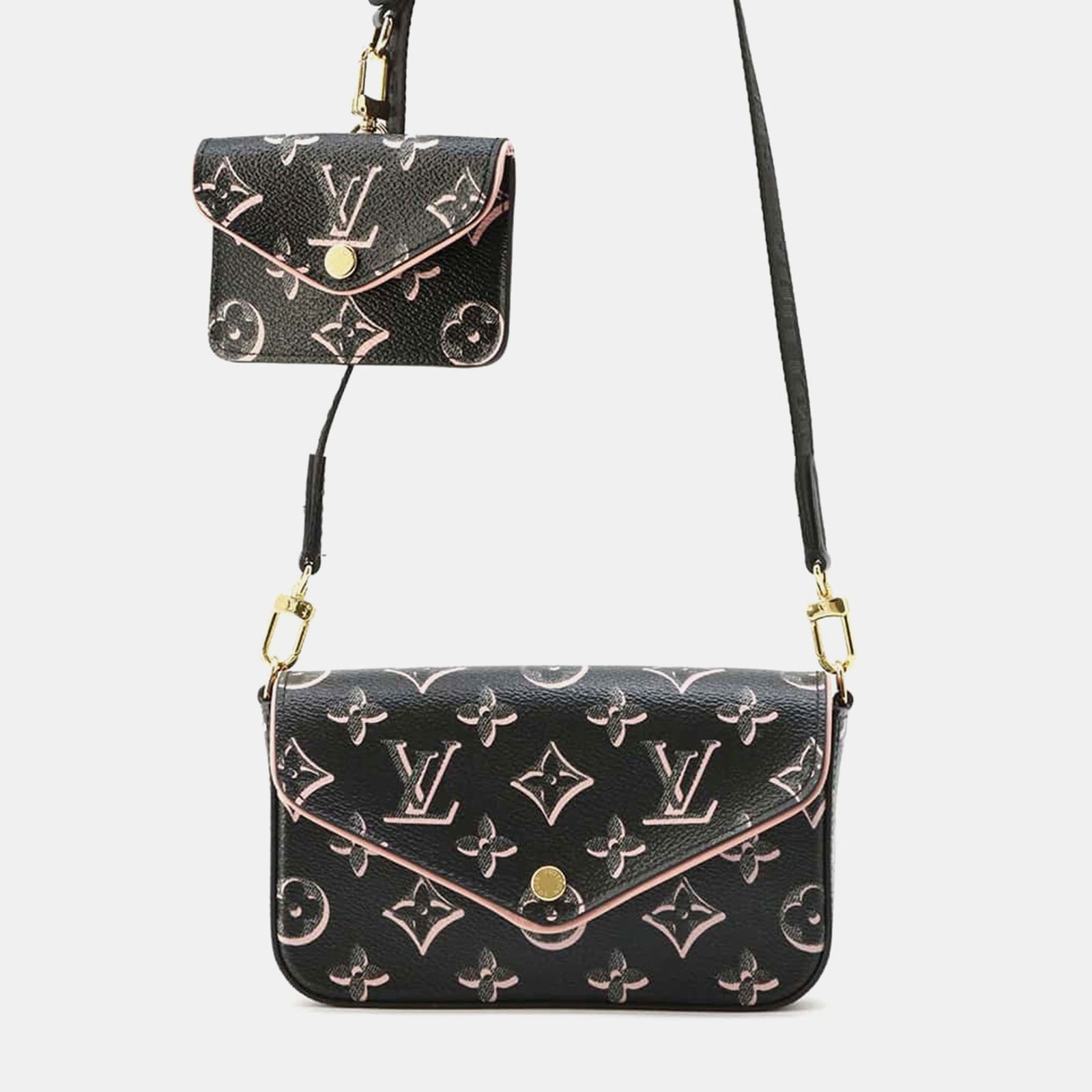 Louis Vuitton Noir/Pink Monogram Multiie Pochette-Tasche