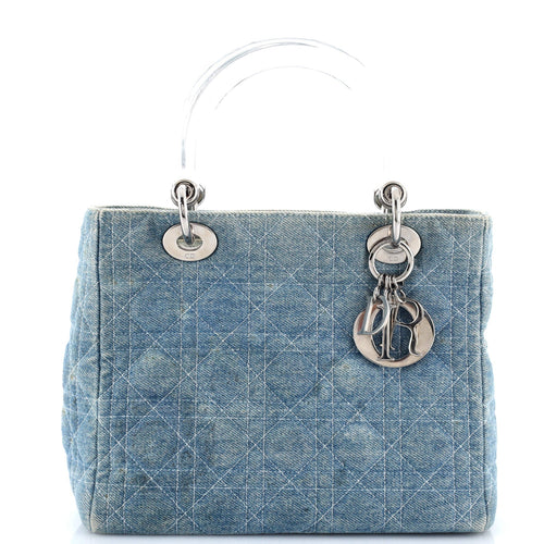 Vintage Lady Dior Bag Cannage Quilt Denim Medium