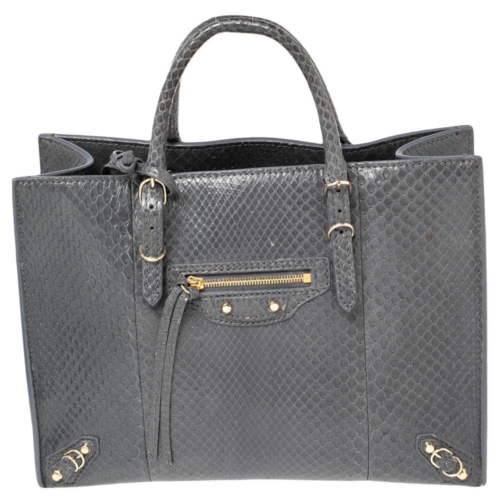 Balenciaga Dark Grey Python Papier A6 Tote