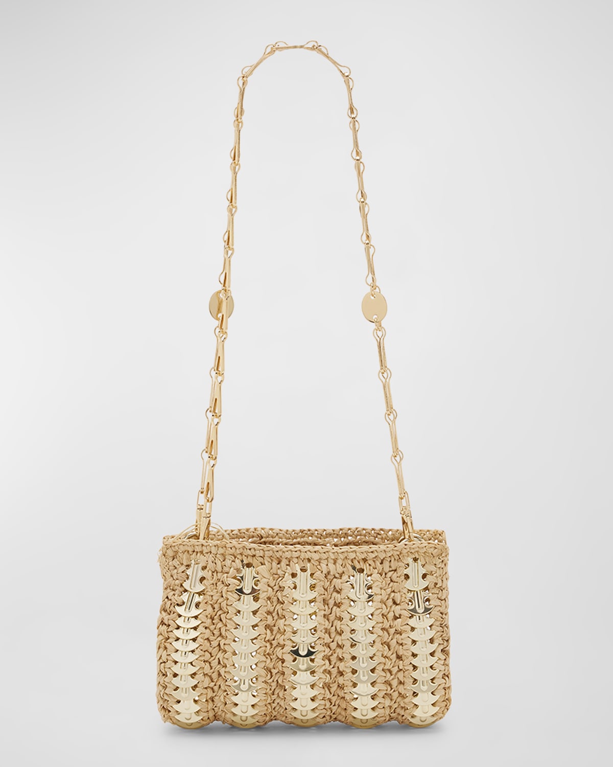 Rabanne Sac Disc-Link Raffia Shoulder Bag