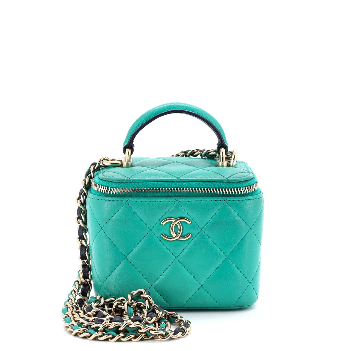 Chanel CHANEL Classic Top Handle Vanity Case with Chain Quilted Lambskin Mini