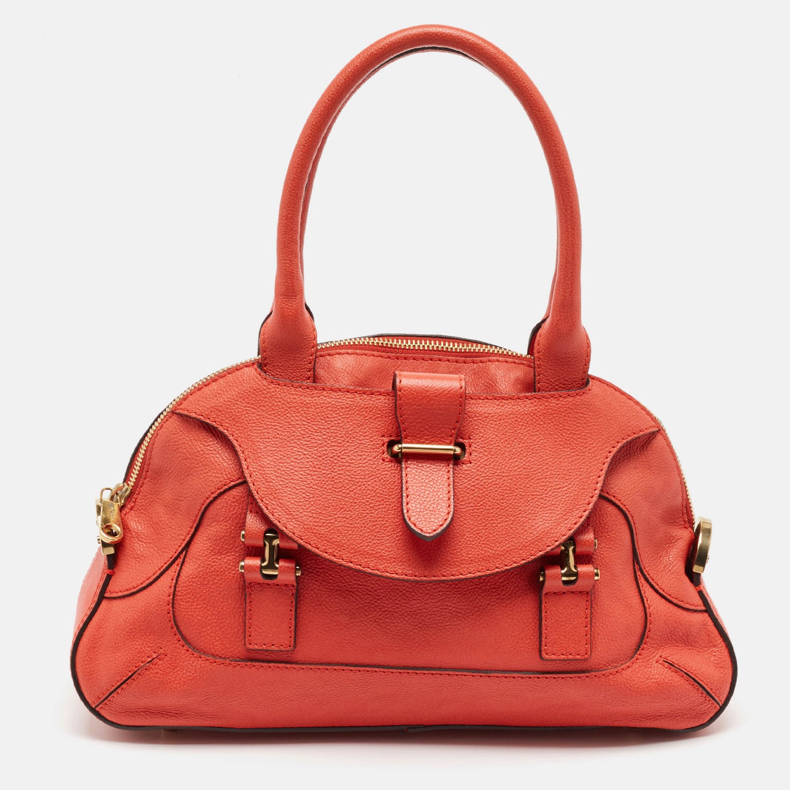 Chloe Red Leather Georgia Dome Satchel