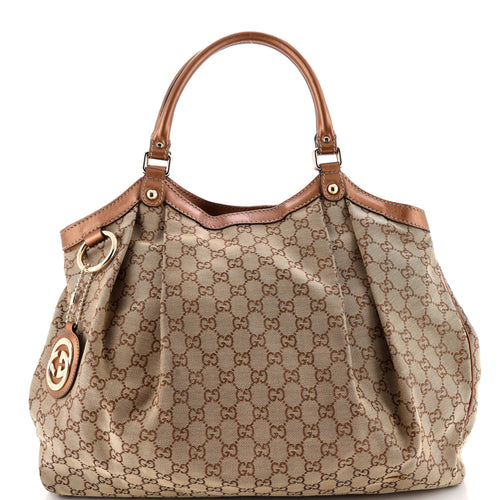 GUCCI Sukey Tote GG Canvas with Leather Large