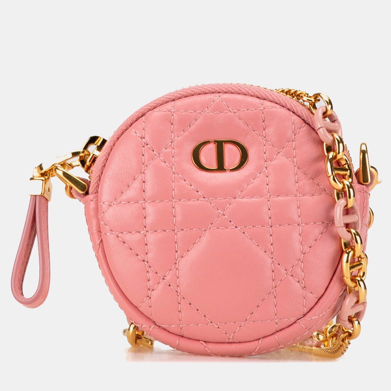 Dior Runde Caro-Tasche aus Mini-Lammleder in Cannage-Optik