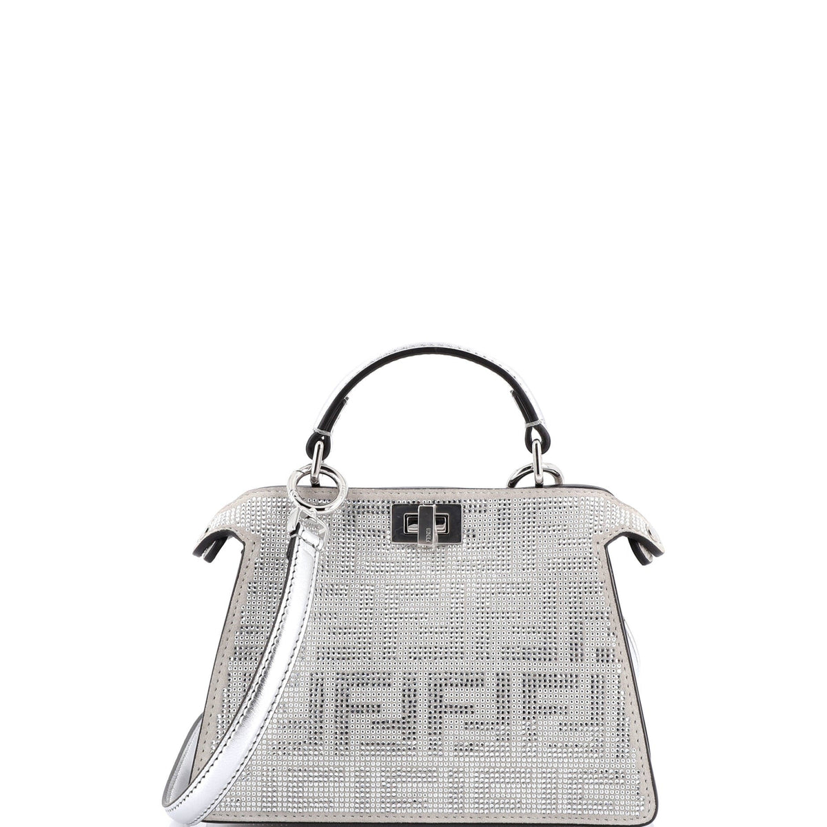 Fendi FENDI Peekaboo ISeeU Bag Zucca Crystal Embellished Suede Petite