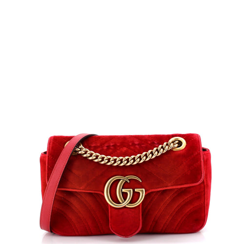 GUCCI GG Marmont Flap Bag Matelasse Velvet Small