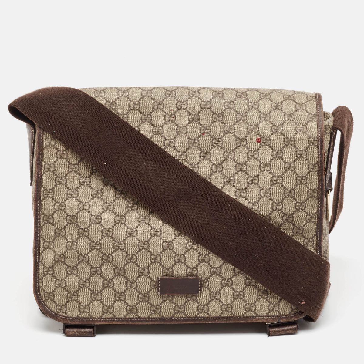 Gucci Beige/Brown GG Supreme Canvas and Leather Diaper Messenger Bag