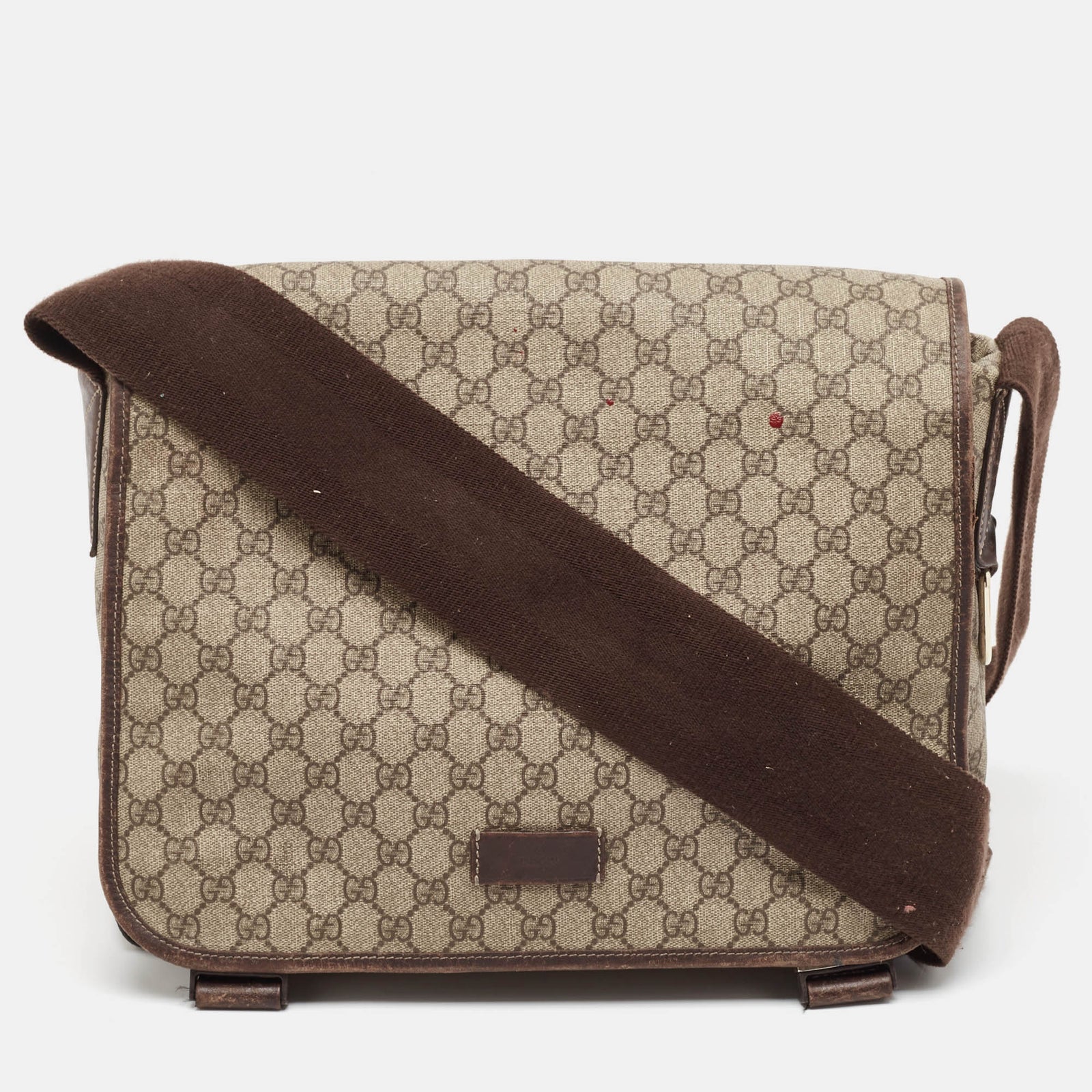 Gucci Wickeltasche aus GG Supreme Canvas und Leder in Beige/Braun