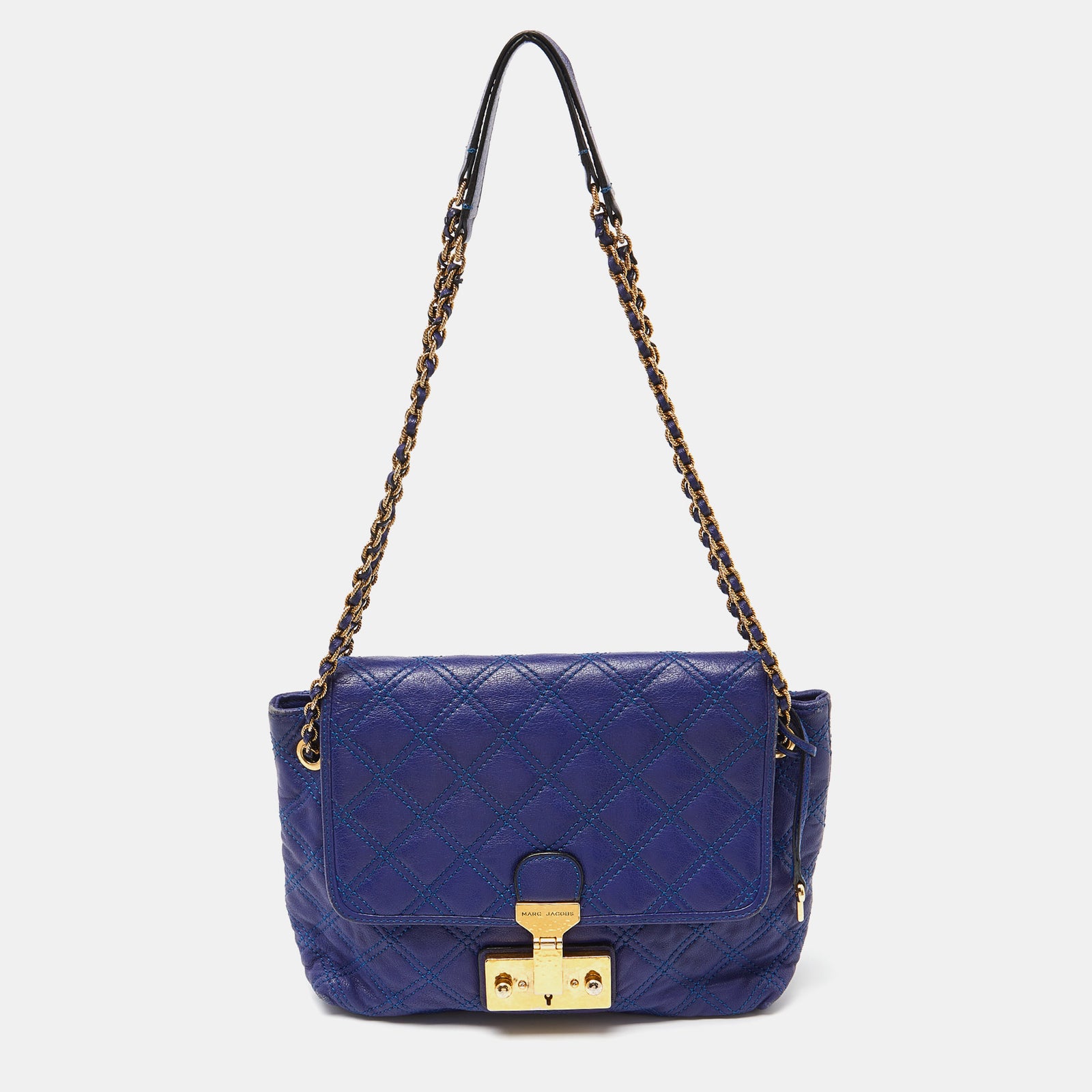 Marc Jacobs Blue Quilted Leather Flap Crossbody Bag