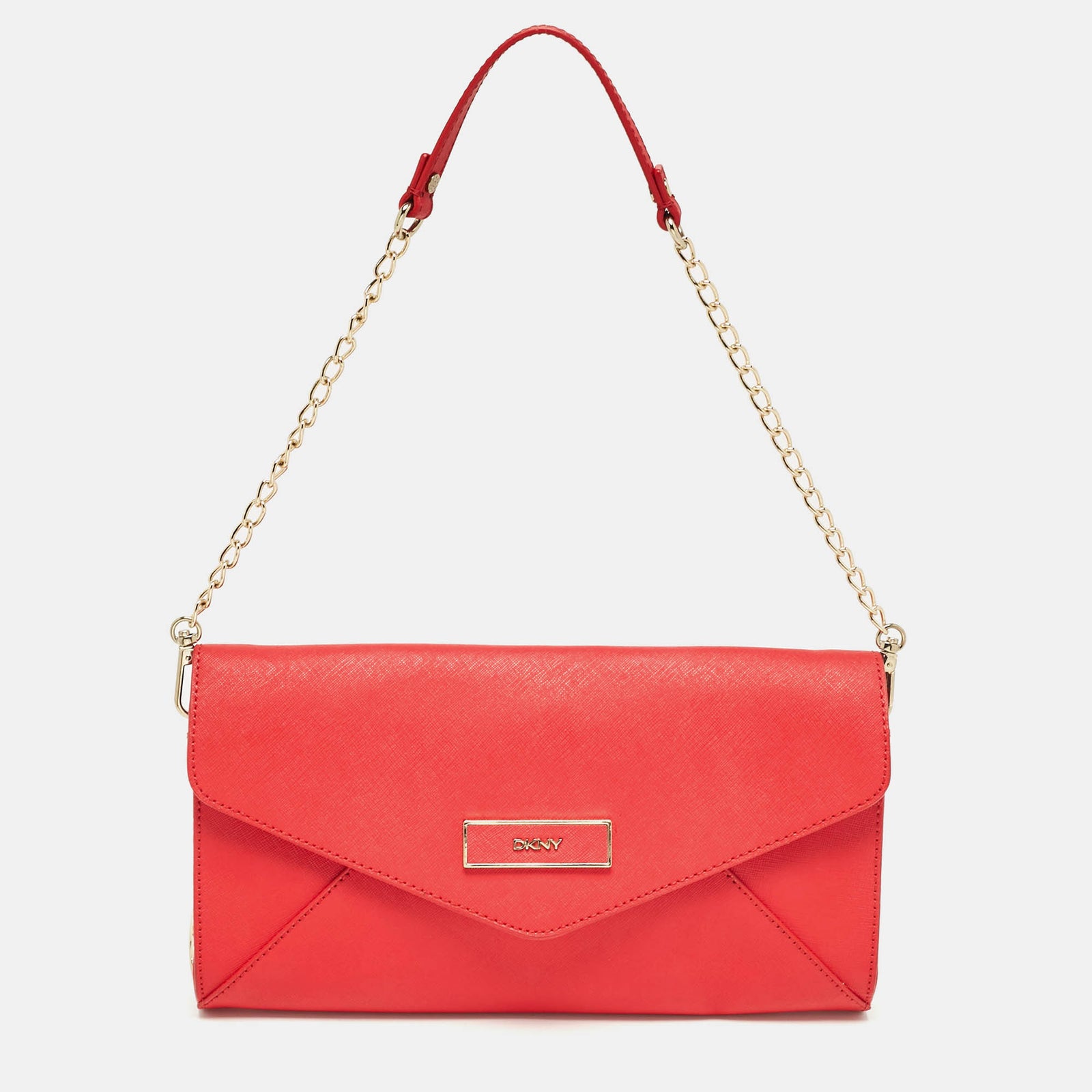 DKNY DKNY Red Leather Logo Flap Shoulder Bag