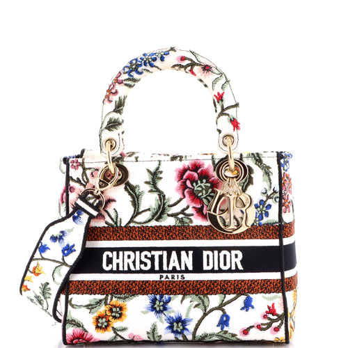 Lady D-Lite Bag Embroidered Canvas Medium