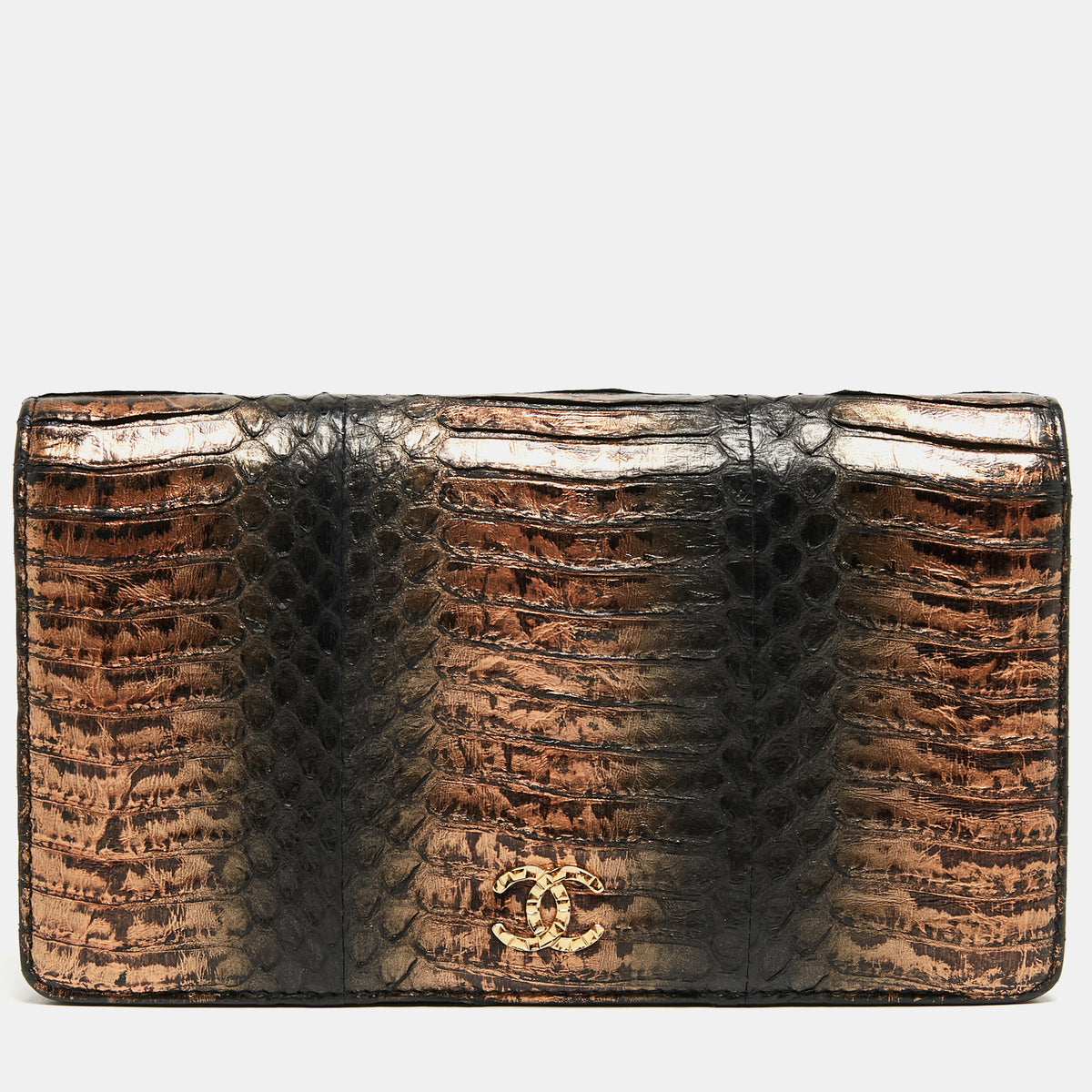 Chanel Black/Bronze Snakeskin CC Yen Wallet