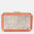 Coral Orange Map Fabric and Suede Duke Box Clutch