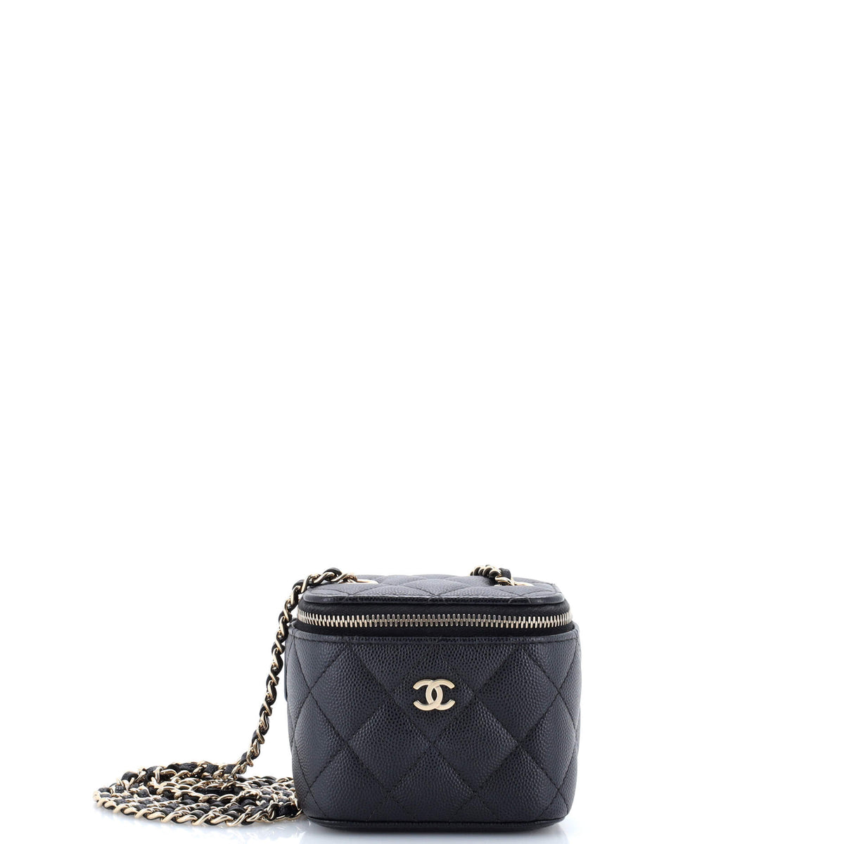 Chanel CHANEL Classic Vanity Case with Chain Quilted Caviar Mini