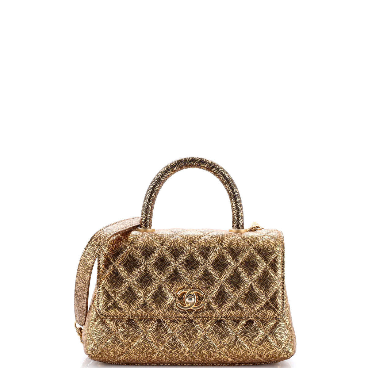 Chanel CHANEL Coco Top Handle Bag Quilted Iridescent Caviar Mini