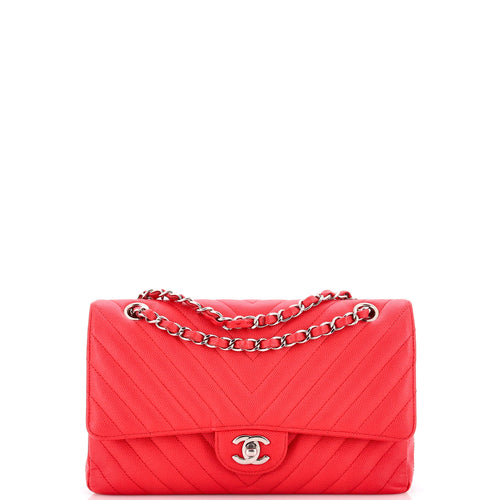 CHANEL Classic Double Flap Bag Chevron Caviar Medium