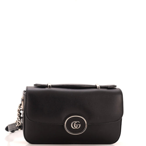 GUCCI Petite GG Flap Shoulder Bag Leather Small