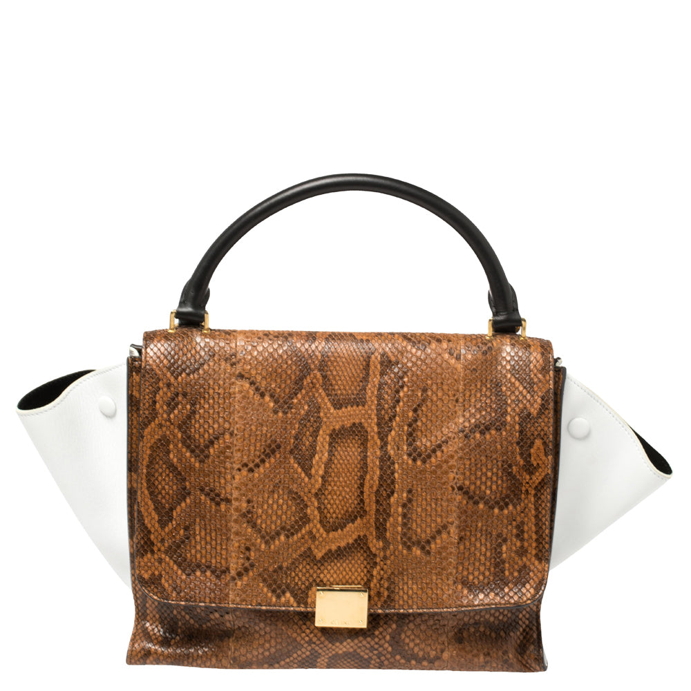 Celine Multicolor Python and Leather Medium Trapeze Bag