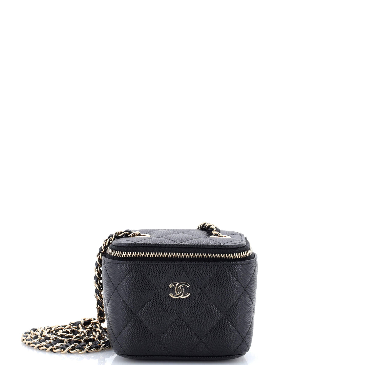 Chanel CHANEL Classic Vanity Case with Chain Quilted Caviar Mini
