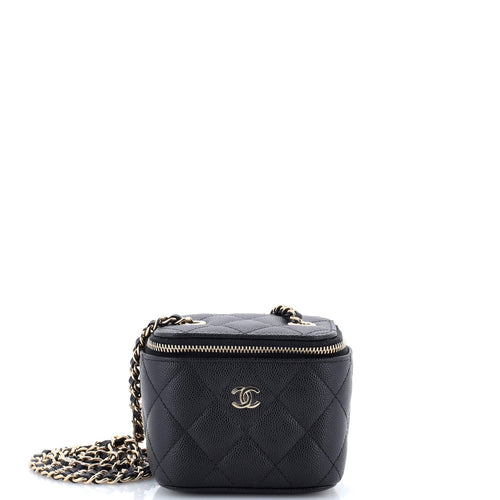 CHANEL Classic Vanity Case with Chain Quilted Caviar Mini