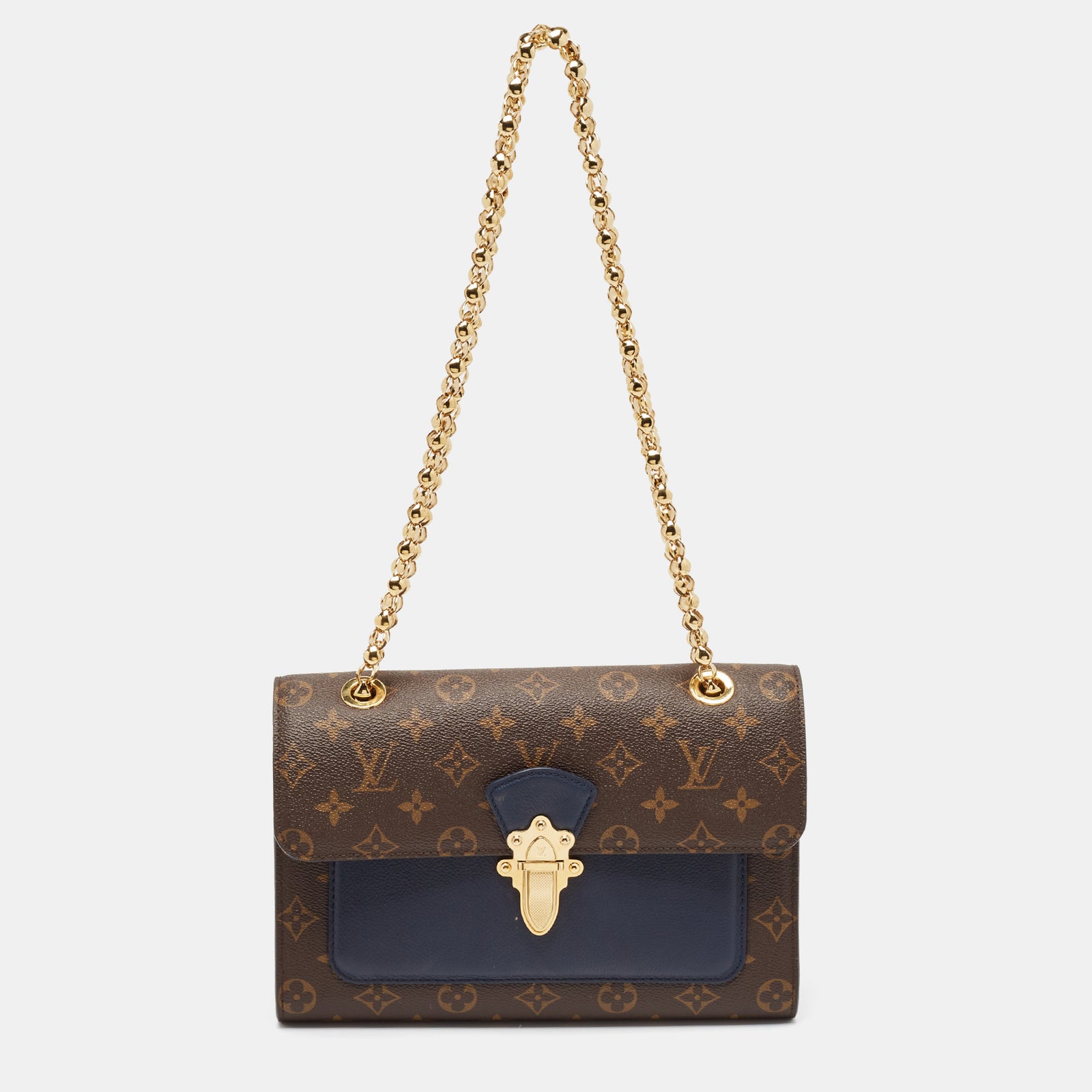 Louis Vuitton Blaue Victoire-Kettentasche aus Canvas und Leder mit Monogramm