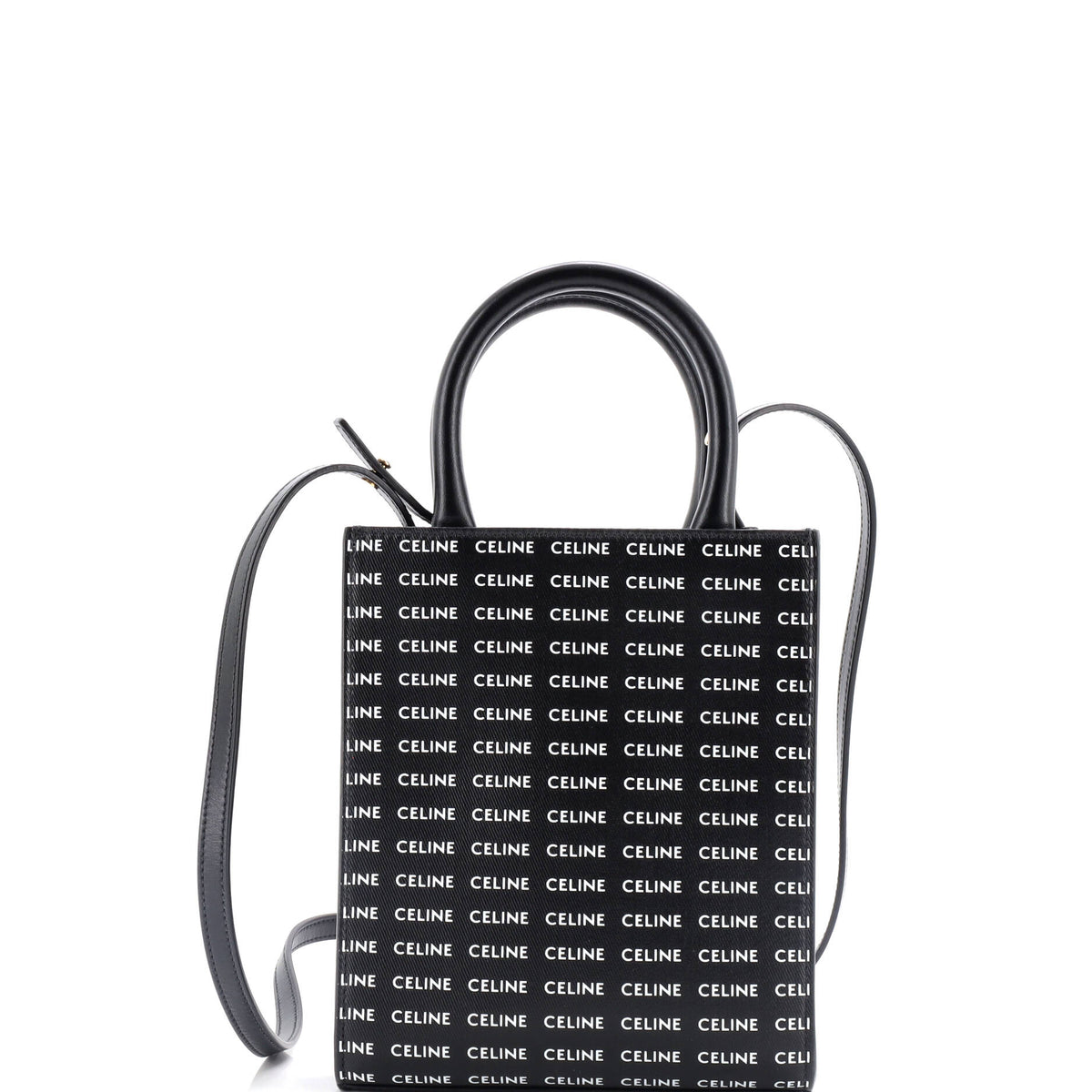 Celine CELINE Vertical Cabas Tote All Over Logo Print Leather Mini