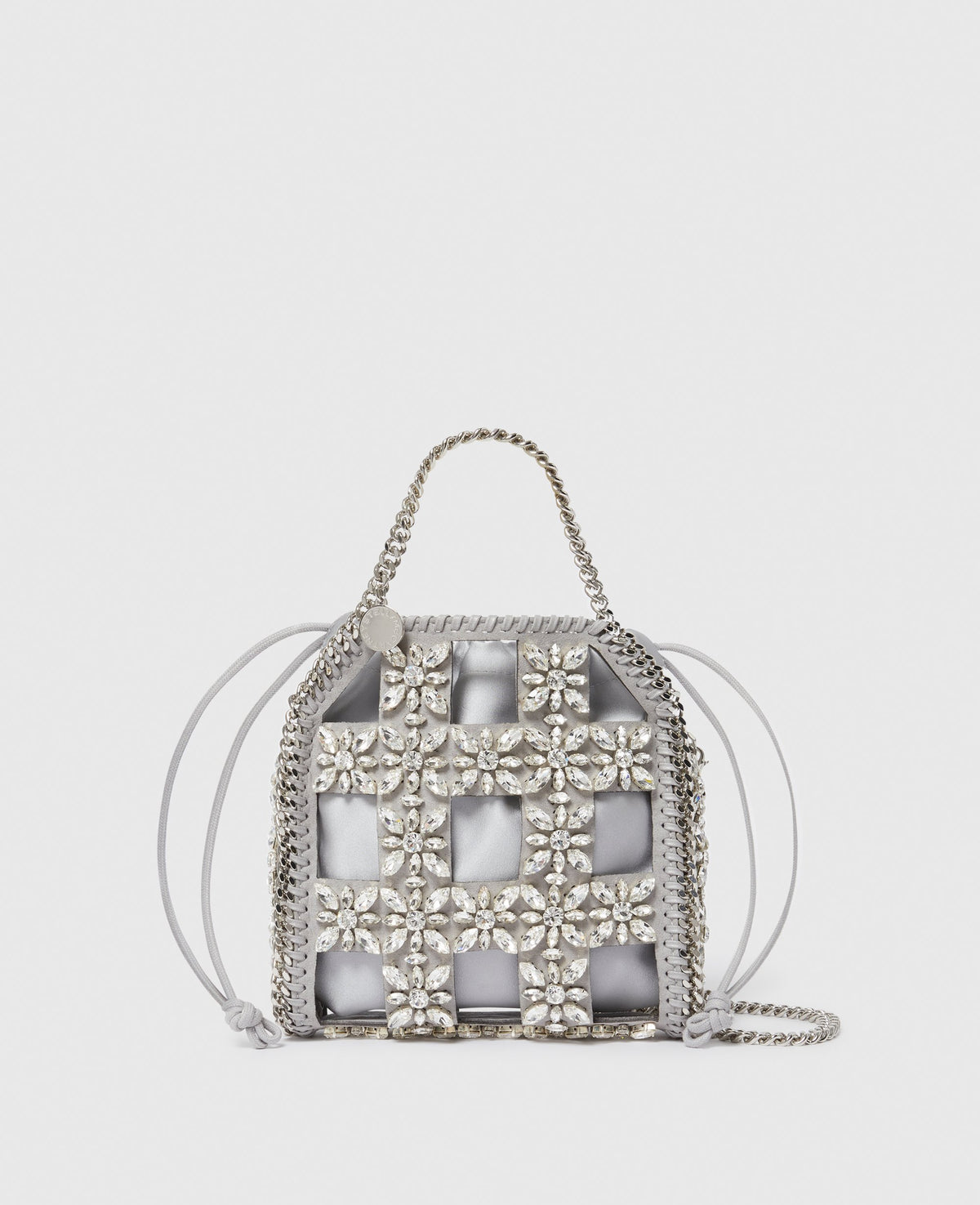 Stella McCartney Falabella Tiny Crystal Cage Tote Bag, Woman, Silver