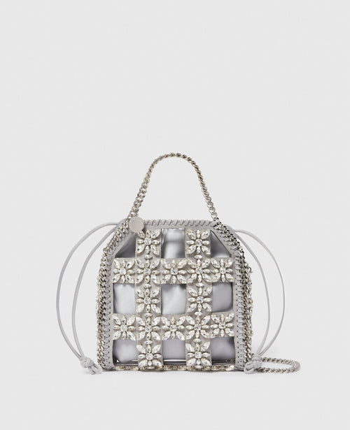 Falabella Tiny Crystal Cage Tote Bag, Woman, Silver