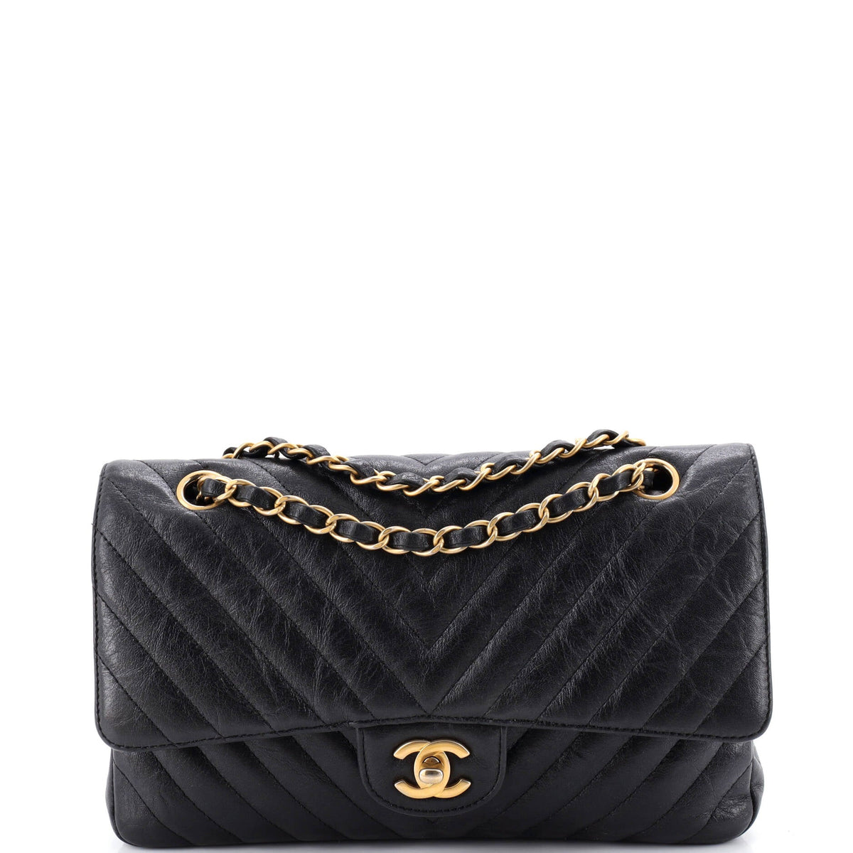Chanel CHANEL Classic Double Flap Bag Chevron Iridescent Crumpled Calfskin Medium