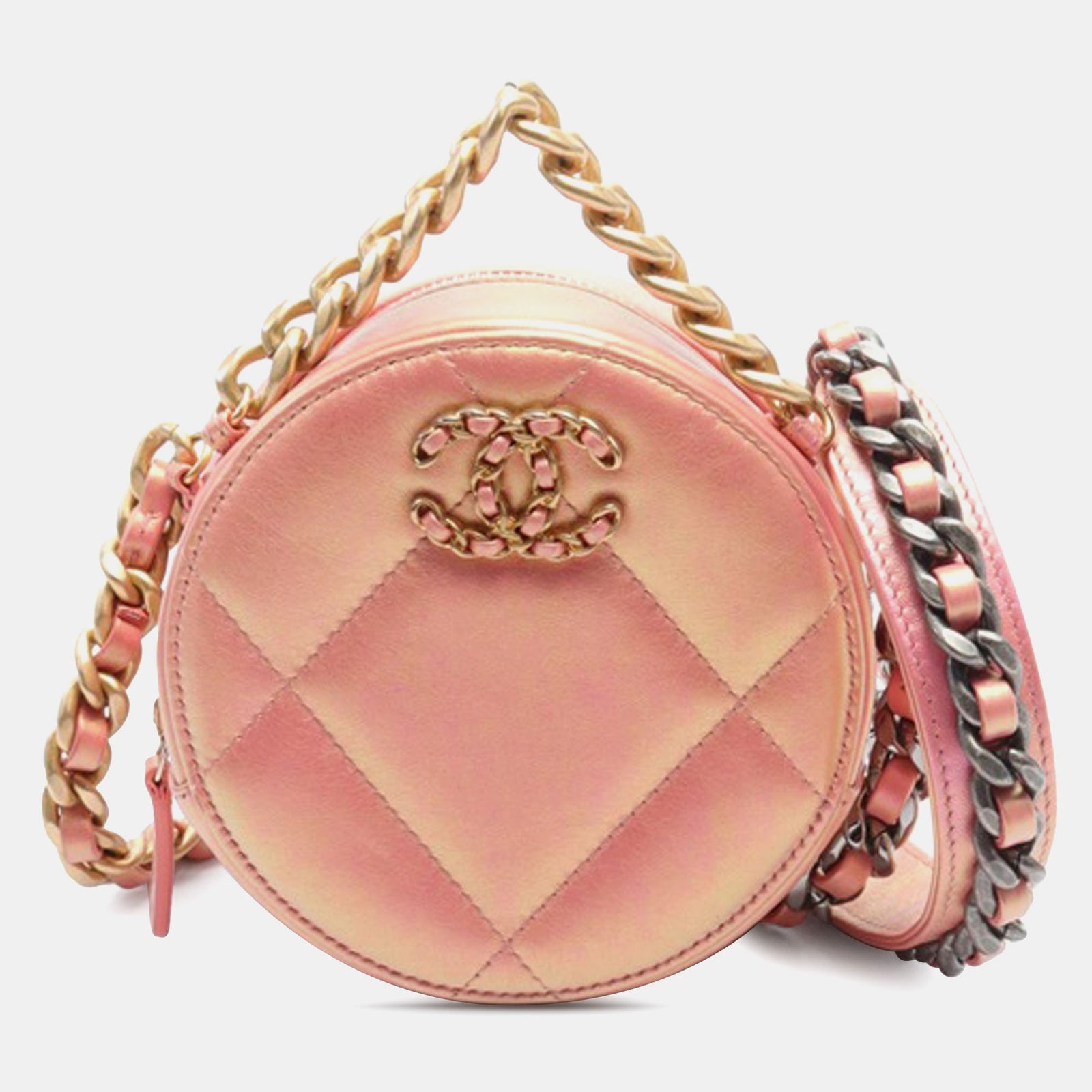 Chanel Iridescent Lambskin 19 Round Clutch with Chain