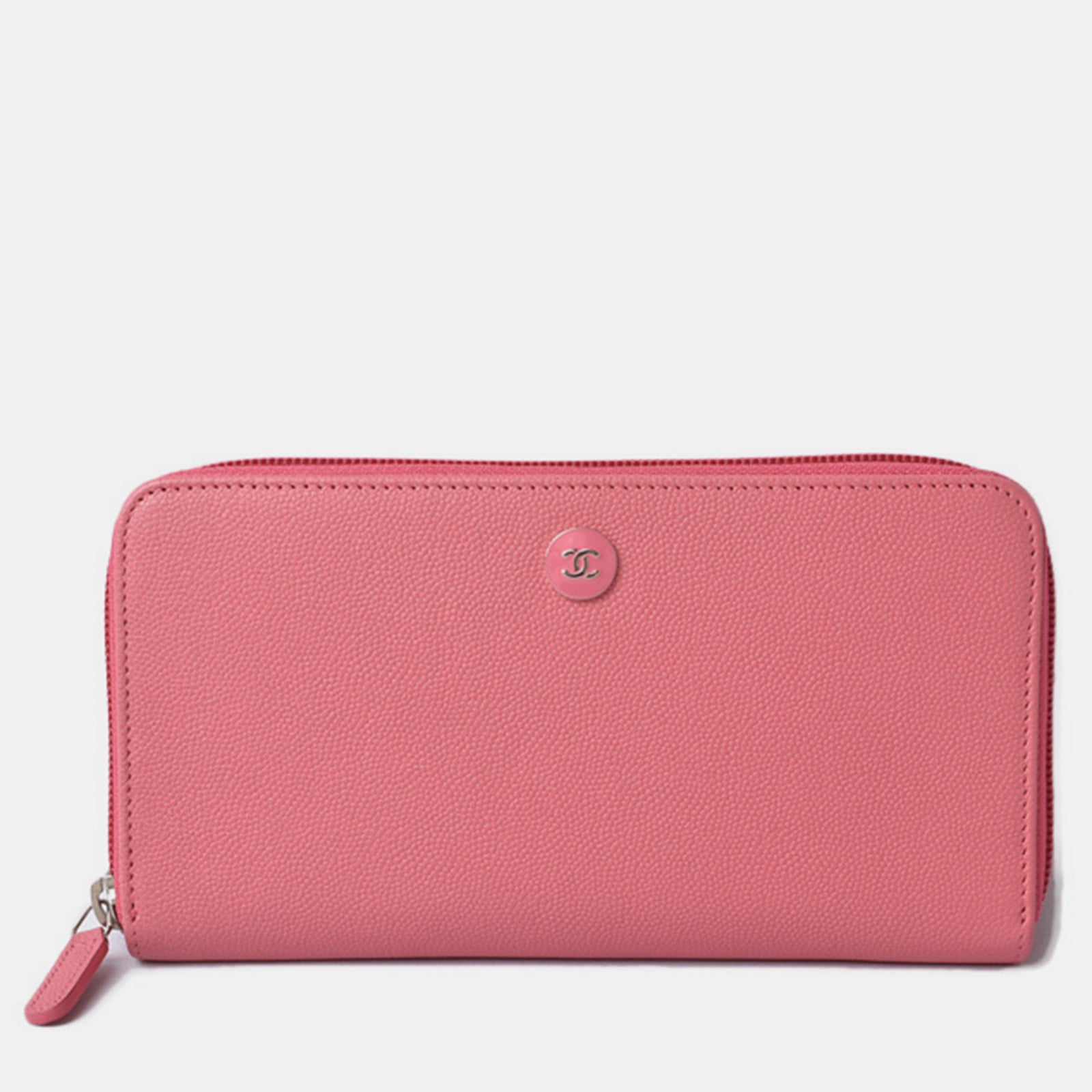 Chanel Portefeuille long CC en cuir rose