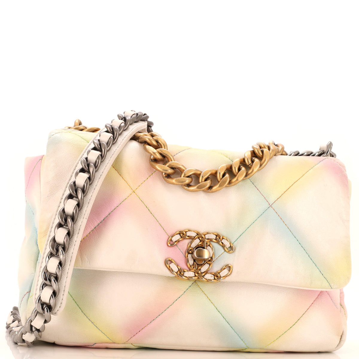 Chanel CHANEL 19 Flap Bag Quilted Multicolor Leather Medium