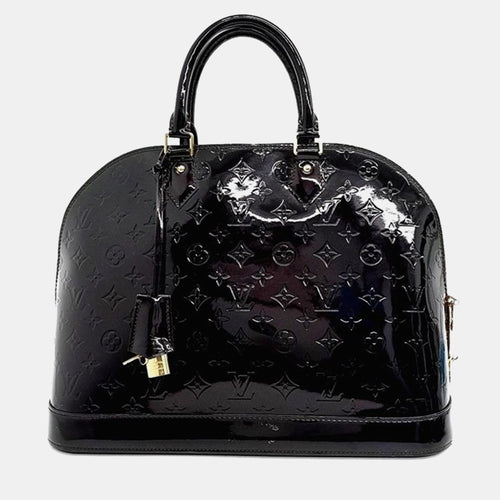 Brown Monogram Vernis Patent Leather GM Alma Top Handle Bag
