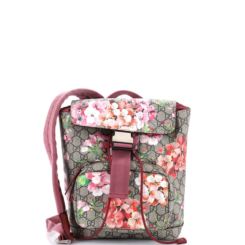 GUCCI Buckle Backpack Blooms Print GG Coated Canvas Small