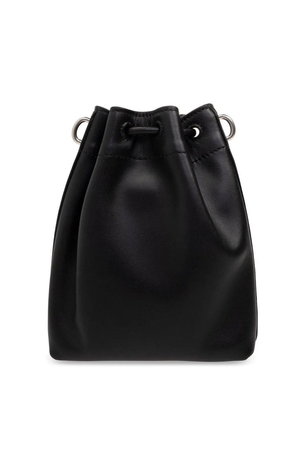 Jimmy Choo Women's Bon Bon Metallic Leather Mini Bucket Bag in Black | Size UNI | BONBONBCKTN Color SMNHUTBLACK Color ANTIQUESILVER