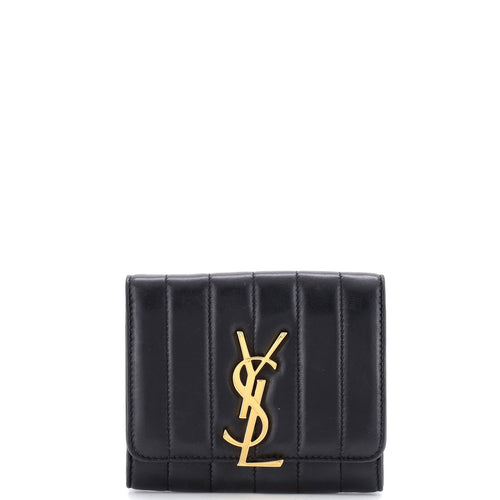 Vicky Flap Wallet Vertical Quilted Leather Compact