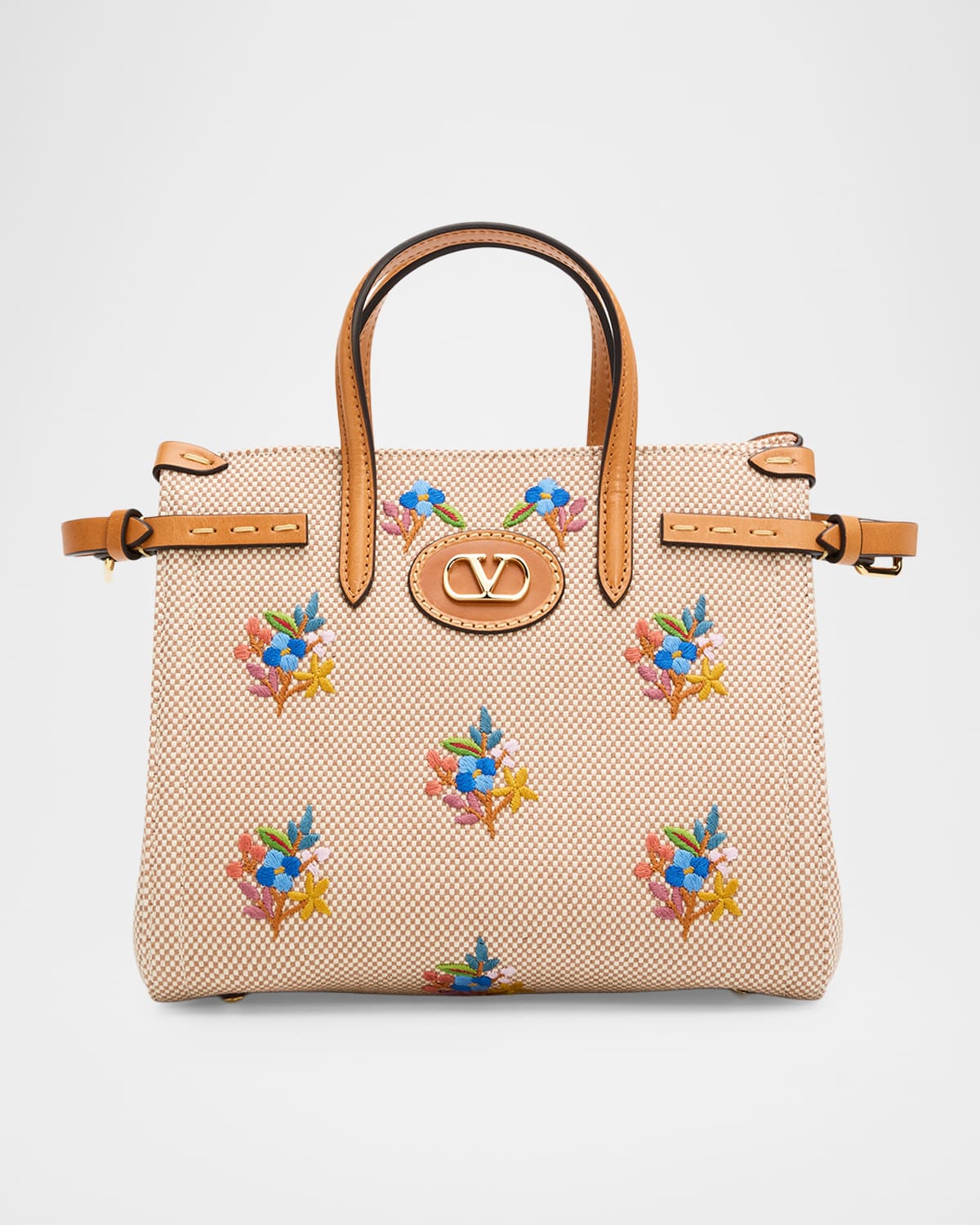 Valentino Antibes Small Embroidered Canvas Crossbody Bag