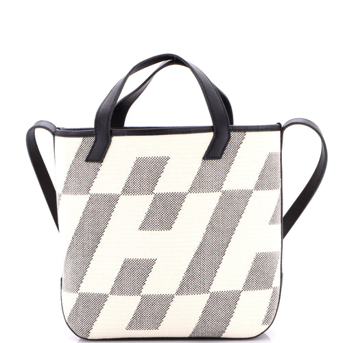 Cabas H en Biais Tote Canvas with Leather 27