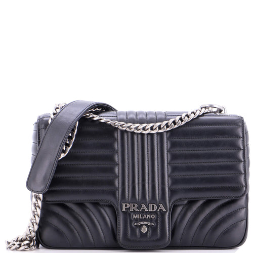 PRADA Chain Flap Shoulder Bag Diagramme Quilted Leather Medium