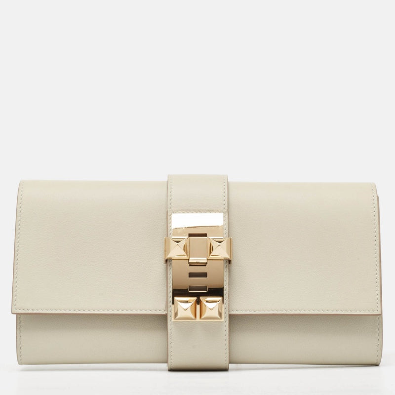 Hermès Hermès Gris Perle Swift Leather Medor Clutch 23