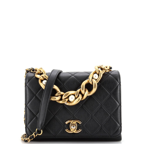 CHANEL Pearl Boy Chain Flap Bag Quilted Calfskin Mini