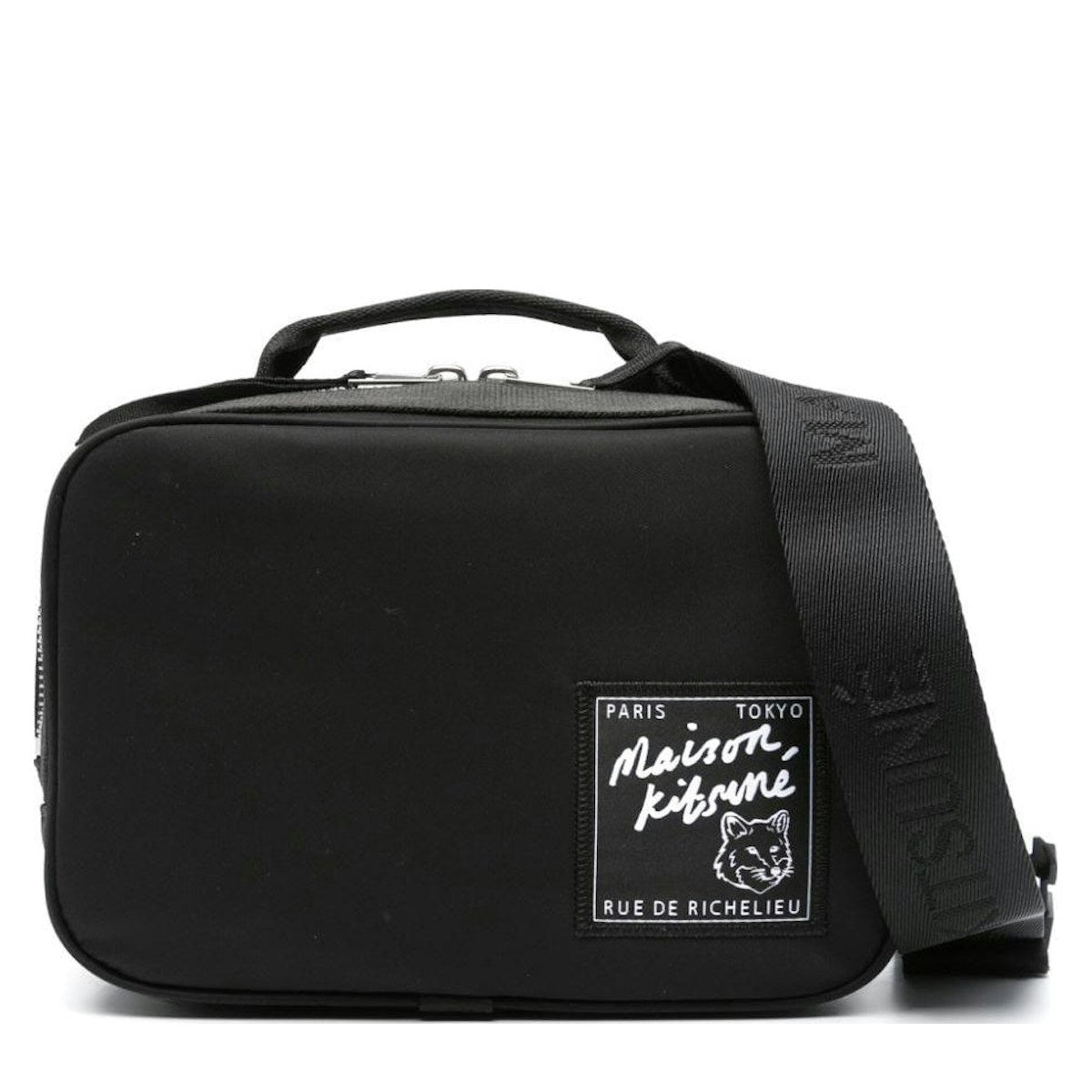 Maison KitsunÃ© Men's The Traveller Bumbag in Black | MM05162WQ1001