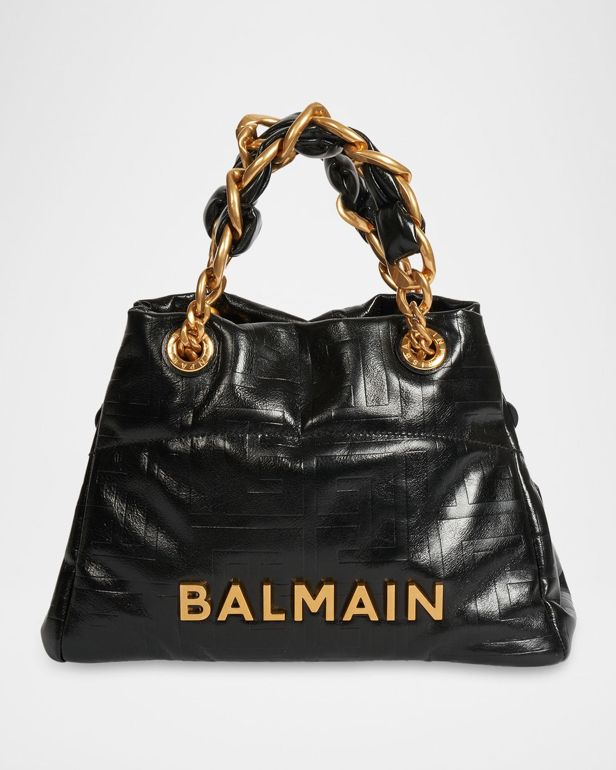 Balmain 1945 Soft Tote Bag in Monogram Leather