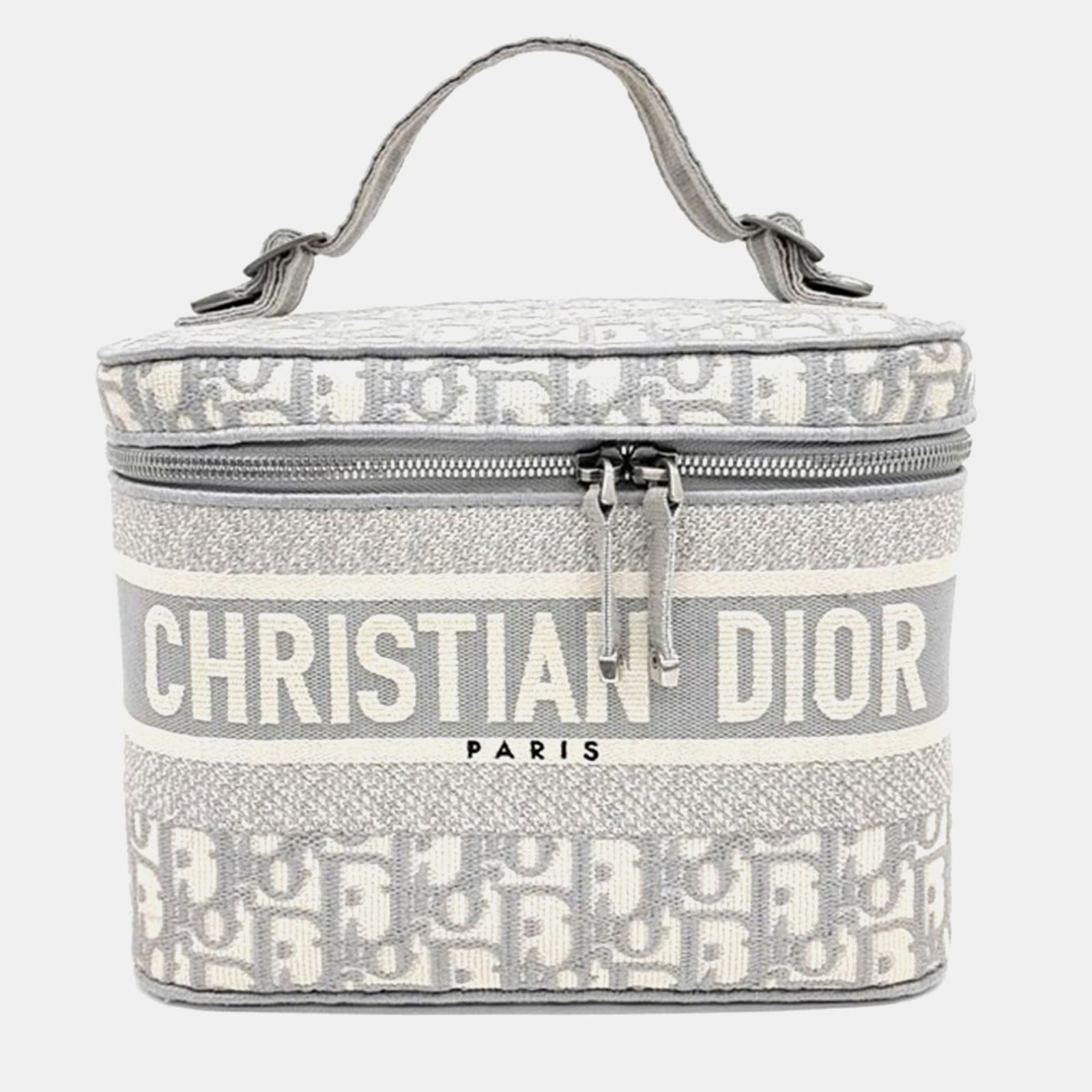 Dior Graue schräge Cannage Travel Vanity-Umhängetasche aus Canvas