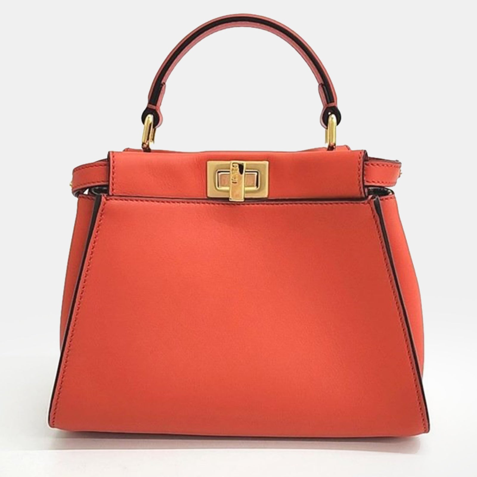 Fendi Orange Leather Peekaboo Mini Handbag