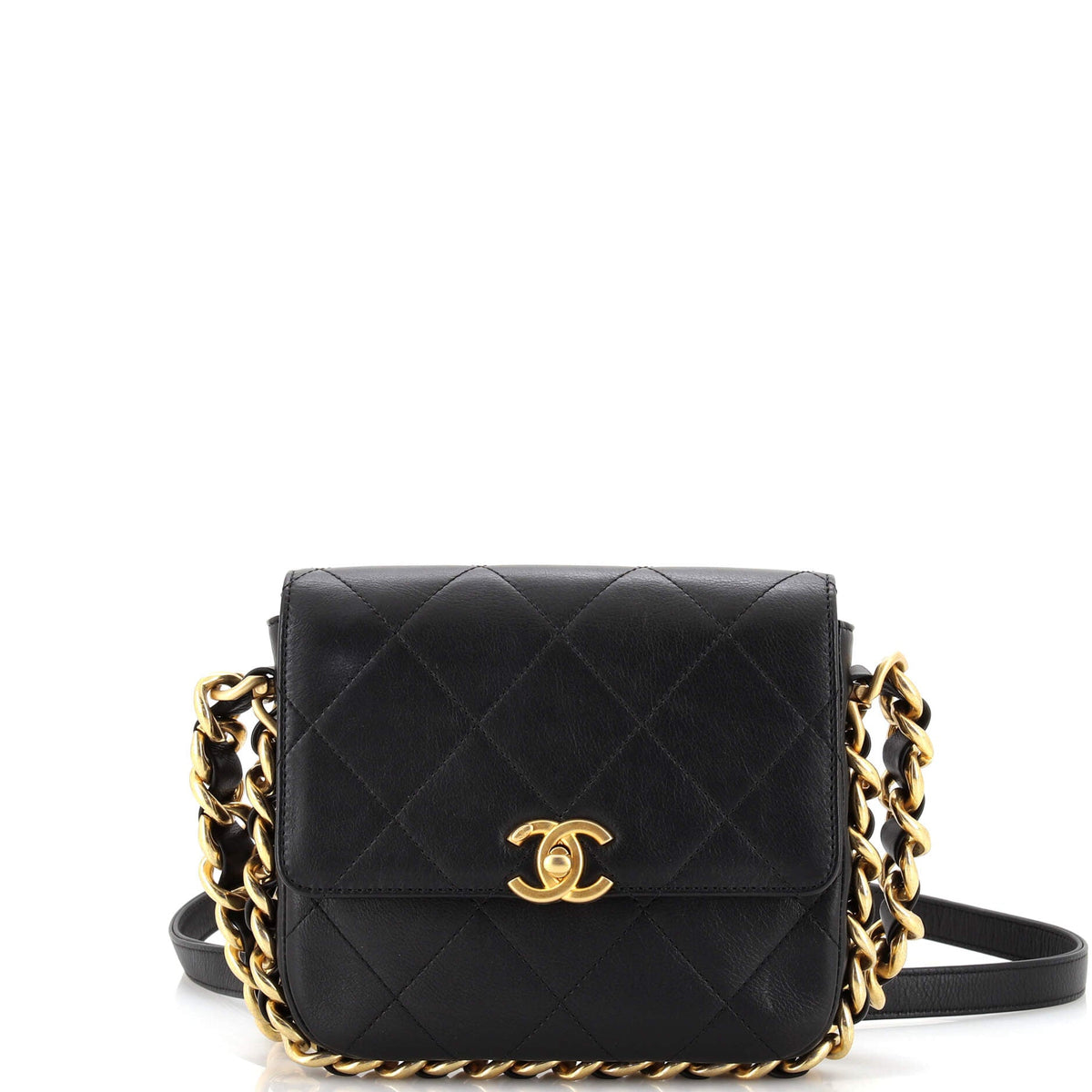 Chanel CHANEL Framing Chain Flap Bag Quilted Calfskin Small